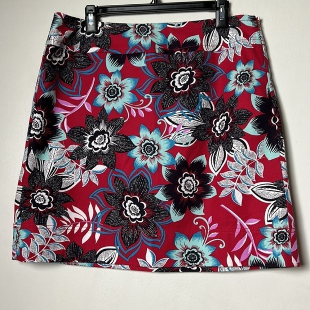 Talbots Red Floral Print Lined Skirt-Size 12   NWT
